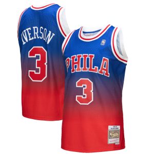 Mitchell & Ness Allen Iverson Philadelphia Dashing 76ers Red/Royal 1996/97 Hardwood Classics Fadeaway Swingman Player Jersey Exclusive design! Own a jersey like no other.