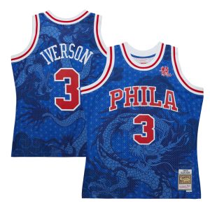 Mitchell High - quality & Ness Allen Iverson Philadelphia 76ers Royal 1996/97 Hardwood Classics Asian Heritage 6.0 Swingman Throwback Player Jersey Sports fans