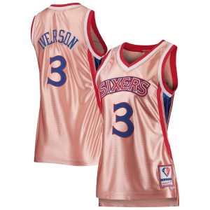 Mitchell & Ness Allen Charming Iverson Philadelphia 76ers Women's Pink 75th Anniversary Rose Gold 1996 Swingman Jersey Experience luxury! Order this high - end jersey.