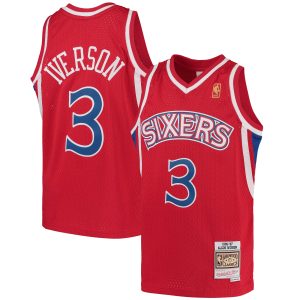 Mitchell & Ness Allen Iverson Philadelphia 76ers Youth Red 1996/97 Hardwood Classics Delightful Swingman Throwback Jersey Sports fans