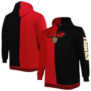 Mitchell & Ness Atlanta Hawks Red/Black Striking Big & Tall Hardwood Classics Split Pullover Hoodie Collectors