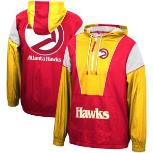 Mitchell & Ness Charming Atlanta Hawks Red/Yellow Hardwood Classics Highlight Reel Windbreaker Half Zip Hoodie Jacket Show your dedication! Own this special jersey for your team.