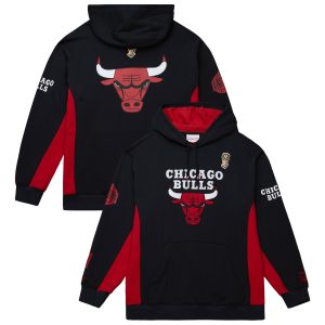 Mitchell & Ness Chicago Bulls Black Hardwood Classics Team Origins Stylish Fleece Pullover Hoodie Limited stock! Be quick and grab this must - have jersey to support your team.