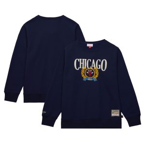 Mitchell Elegant & Ness Chicago Bulls Navy Hardwood Classics Collegiate Fleece Pullover Sweatshirt Sports enthusiasts