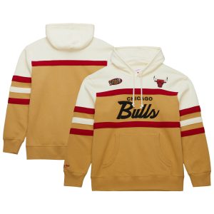 Mitchell & Ness Chicago Bulls Tan/Cream Terrific Hardwood Classics Vintage Logo Head Coach Pullover Hoodie Limited edition! Don't miss your chance to own this unique jersey.