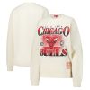 Mitchell & Ness Chicago Bulls Women's Cream Oversprayed Pullover Sweatshirt Unique Exclusive design! Own a jersey like no other.