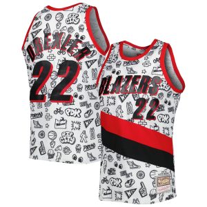 Mitchell & Ness Clyde Drexler Portland Trail Sophisticated Blazers White 1991 92 Hardwood Classics Doodle Swingman Jersey Authentic look! Wear this genuine jersey.