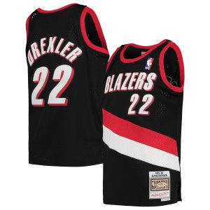 Mitchell Glamorous & Ness Clyde Drexler Portland Trail Blazers Youth Black 1991/92 Hardwood Classics Swingman Jersey Collectors