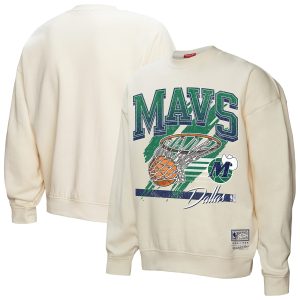 Mitchell & Ness Dallas Mavericks Women's Cream Brush Bucket Exquisite Pullover Sweatshirt Time - sensitive! Order now before the deal expires.