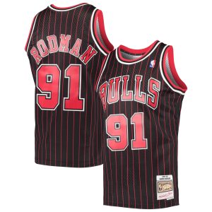 Mitchell & Ness Dennis Rodman Chicago Bulls Black Delightful Hardwood Classics Swingman Jersey Collector's item! A rare addition to any collection.