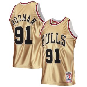 Mitchell & Elegant Ness Dennis Rodman Chicago Bulls Gold 75th Anniversary 1997/98 Hardwood Classics Swingman Jersey Fan favorite! Join thousands who love this premium jersey.