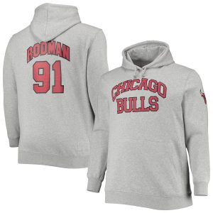 Mitchell & Ness Dennis Rodman Chicago Bulls Heathered Gray Big & Tall Name & Number Pullover Prime Hoodie Exclusive design! Own a jersey like no other.