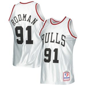 Mitchell & Ness Dennis Rodman Chicago Bulls Amazing Platinum 1997/98 Hardwood Classics 75th Anniversary Swingman Jersey Proven quality! Invest in this reliable jersey.