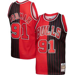Mitchell & Ness Dennis Rodman Chicago Bulls Red/Black Impressive Big & Tall Hardwood Classics 1995/96 Split Swingman Jersey Flash sale! Snag this great jersey at a discounted price.