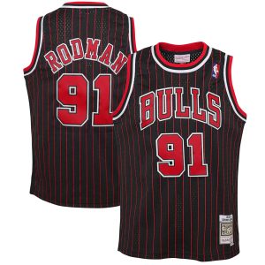 Mitchell & Ness Dennis Rodman Chicago Bulls Youth Black Striking 1995/96 Hardwood Classics Swingman Jersey Sports enthusiasts