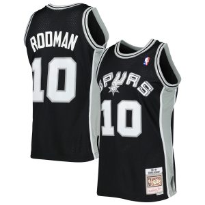 Mitchell & Ness Unique Dennis Rodman San Antonio Spurs Black 1993/94 Hardwood Classics Swingman Jersey Upgrade your fan gear! Order this premium jersey today.