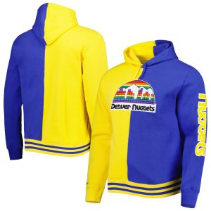 Mitchell & Ness Denver Nuggets Gold/Royal Hardwood Remarkable Classics Split Pullover Hoodie Sports enthusiasts