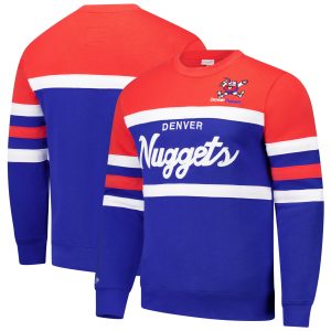 Mitchell & Ness Denver Nuggets Royal/Red Hardwood Classics Vintage Logo Head Coach Pullover Distinguished Sweatshirt Stand out from the crowd! Wear this eye - catching jersey.