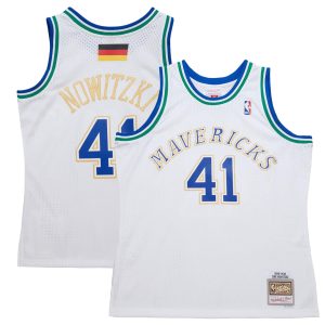 Mitchell & Ness Dirk Nowitzki Dallas Mavericks White 1998/2019 Hardwood Classics German Stunning Flag Swingman Jersey New arrival! Check out this fresh and exciting jersey.