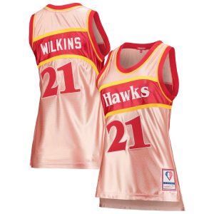 Mitchell & Ness Dominique Wilkins Atlanta Hawks Women's Pink Alluring 75th Anniversary Rose Gold 1986 Swingman Jersey Experience luxury! Order this high - end jersey.