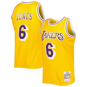Mitchell & Ness Splendid Eddie Jones Los Angeles Lakers Gold 1996/97 Hardwood Classics Swingman Jersey Sports enthusiasts