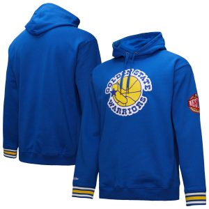 Mitchell & Ness Golden State Warriors Royal Chainstitch Applique Admirable Vintage Heavyweight Pullover Hoodie Sports enthusiasts