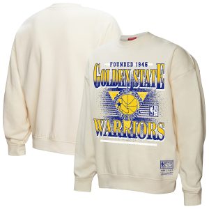 Mitchell & Premium - grade Ness Golden State Warriors Women's Cream Oversprayed Pullover Sweatshirt Hurry! Exclusive offer. Get your hands on this outstanding jersey right away.