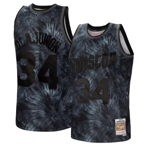 Mitchell & Ness Hakeem Olajuwon Houston Rockets Black Hardwood Classics 1993/94 Tie Delightful Dye Swingman Jersey High - demand item! Order this sought - after jersey immediately.