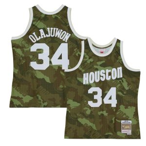 Mitchell & Ness Hakeem Olajuwon Houston Rockets Admirable Camo Hardwood Classics 1993/94 Ghost Green Swingman Jersey Exclusive design! Own a jersey like no other.