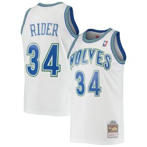 Mitchell & Ness Isaiah Rider Minnesota Timberwolves White Stylish 1995/96 Hardwood Classics Swingman Jersey Sports fans