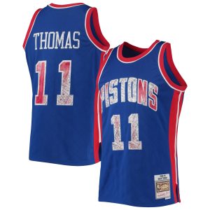 Mitchell & Ness Isiah Prime Thomas Detroit Pistons Blue 1988/89 Hardwood Classics NBA 75th Anniversary Diamond Swingman Jersey Retailers
