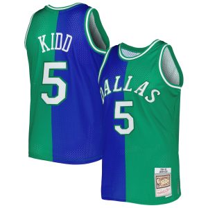 Mitchell & Ness Splendid Jason Kidd Dallas Mavericks Blue/Green Hardwood Classics 1994/95 Split Swingman Jersey Sports enthusiasts