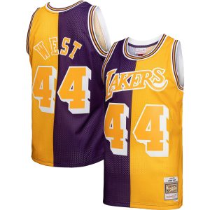 Mitchell & Ness Jerry West Los Delightful Angeles Lakers Purple/Gold Hardwood Classics 1971/72 Split Swingman Jersey Flash sale! Snag this great jersey at a discounted price.
