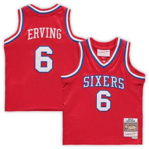 Mitchell & Ness Julius Erving Philadelphia 76ers Infant Red 1982/83 Hardwood Classics Retired Player Remarkable Jersey Collector's item! A rare addition to any collection.