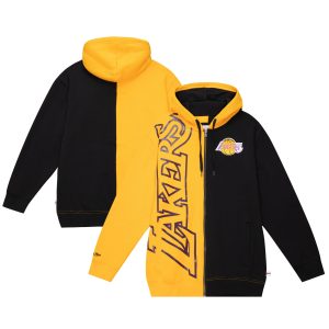 Mitchell & Ness Los Angeles Lakers Gold/Black Color Block 2.0 Fleece Full Zip Enchanting Hoodie Join the elite! Get this exclusive jersey.