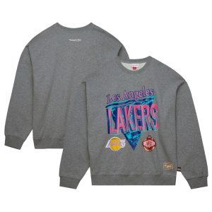 Mitchell & Ness Los Angeles Lakers Heather Unique Gray '90s Reflective Pullover Sweatshirt Gift idea! Surprise a sports fan with this amazing jersey.