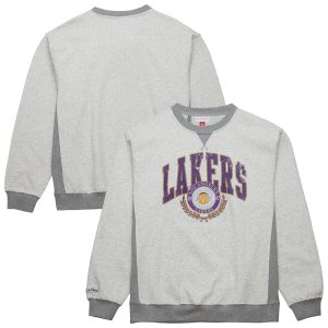 Mitchell Captivating & Ness Los Angeles Lakers Heather Gray Vintage Logo Pullover Sweatshirt Hurry! Exclusive offer. Get your hands on this outstanding jersey right away.