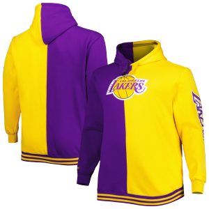 Mitchell & Ness Los Angeles Lakers Purple/Gold Big & Tall Outstanding Hardwood Classics Split Pullover Hoodie Sports fans