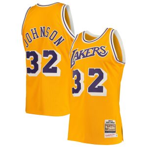 Mitchell & Ness Magic Johnson Los Angeles Lakers Gold 1984/85 Hardwood Classics Authentic Jersey Top - notch Team spirit! Show it off with this awesome jersey.