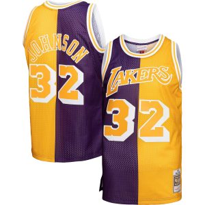 Mitchell & Ness Magic Impressive Johnson Los Angeles Lakers Purple/Gold Big & Tall Hardwood Classics 1984/85 Split Swingman Jersey Be a part of the action! Get this game - ready jersey.