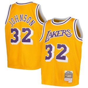Mitchell & Ness Magic Johnson Los Fabulous Angeles Lakers Youth Gold Swingman Throwback Jersey Customizable! Personalize this great jersey.