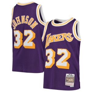 Mitchell & Ness Magic Johnson Premium Los Angeles Lakers Youth Purple 1984 85 Hardwood Classics Swingman Throwback Jersey Best - selling! Order this popular jersey before it's out of stock.