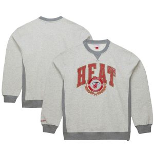 Mitchell & Ness Miami Heat Heather Gray Premium Fleece Retro Pullover Sweatshirt Classy Don't be left out! Get this stylish jersey and show your team pride.