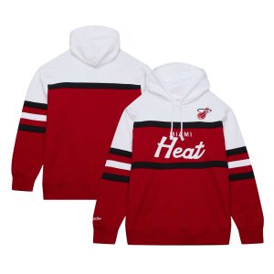 Mitchell & Ness Miami Heat Red/White Head Coach Splendid Pullover Hoodie Limited stock! Be quick and grab this must - have jersey to support your team.