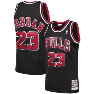 Mitchell Splendid & Ness Michael Jordan Chicago Bulls Black 1997/98 Hardwood Classics Authentic Jersey Collector's item! A rare addition to any collection.