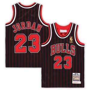 Mitchell & Ness Striking Michael Jordan Chicago Bulls Toddler Black 1996/97 Hardwood Classics Authentic Jersey Limited edition! Don't miss your chance to own this unique jersey.