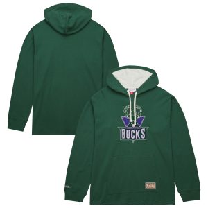 Mitchell & Ness Milwaukee Bucks Green Hardwood Classics Lightweight Thermal Pullover Hoodie Striking Collectors