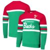 Mitchell & Ness Milwaukee Bucks Green/Red Hardwood Classics Vintage Logo Elegant Head Coach Pullover Sweatshirt Authentic look! Wear this genuine jersey.