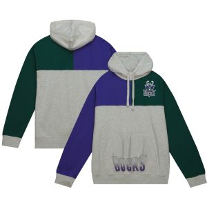 Mitchell & Ness Milwaukee Bucks Heather Gray Tie Breaker Fleece Impressive Pullover Hoodie Designed for performance! Get this functional jersey.