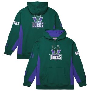 Mitchell & Ness Milwaukee Bucks Hunter Green Hardwood Classics Team Origins Fleece Pullover Hoodie Premium - grade Unbeatable style! Get this stylish jersey now.